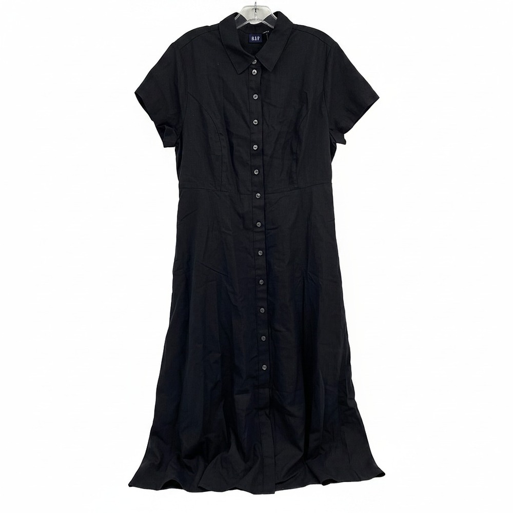 GAP Black Button Down Midi Dress Petite LP